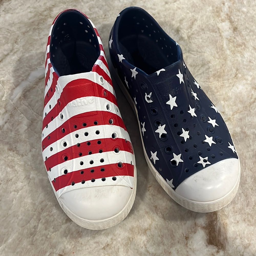 Red white and Blue Patriotic Native shoes size 13